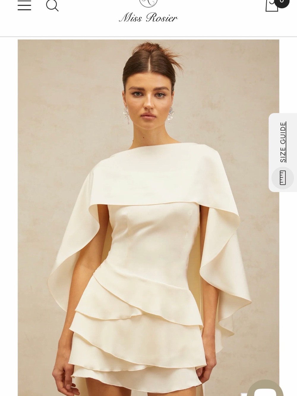 Miss Rosier Ivory Layered Cape Mini Dress size L